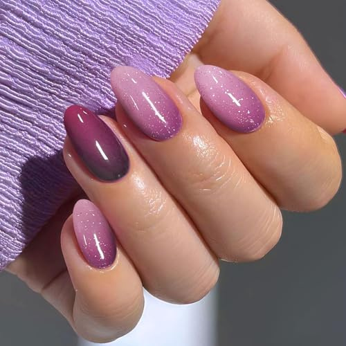 JMEOWIO Nagelfolie UV Härtend Lila Glitzer UV Gel Nail Strips Nagelsticker Nagelaufkleber Nail Art Dekoration Nageldesign Zubehör