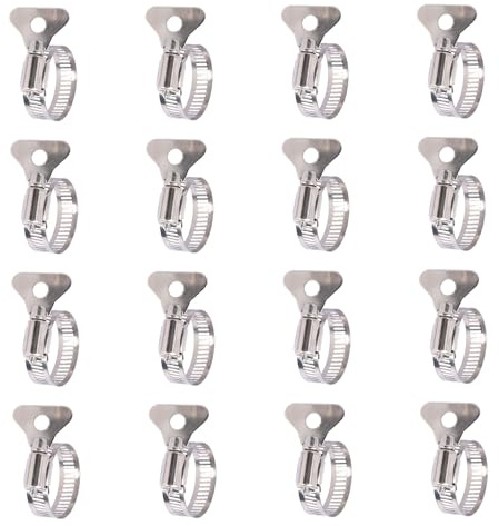 THXFUNAREA Lot de 16 Colliers de Serrage Inoxydable Ajustables 21-38mm, Collier Serrage Métallique pour Tuyau, Robuste et Résistant pour Usage Domestique, Jardin, Automobile