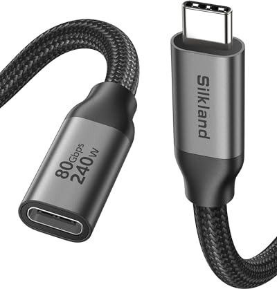 Silkland 80Gbps USB4 V2.0 für Thunderbolt 5 Verlängerung 2M, bis zu 120Gbps | 16K/Dual 8K, PD3.1 240W, USB-C Verlängerungskabel Kompatibel mit Thunderbolt 4/3, MacBook Pro, iPad Pro, Hub, Dock, SSD