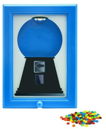 Práctico dispensador de caramelos, creativo montado en la pared, dispensador de frutos secos de caramelo, marco de fotos, decoración del hogar para sala de estar y estudio (azul)