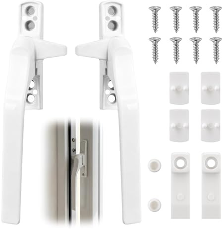 Lytari UPVC Window Handle Cockspur Window Handle Replacement Double Glazing Handles Aluminum Alloy Left and Right Hand with Security Lock for Windows and Sliding Doors, Easy Installation (2PCS White)