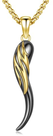 XIXLES Italienische Cornicello Halskette 925 Sterling Silber Gold/Schwarz/Silber Italienisch Horn Anhänger Halskette Herren Lucky Italienisch Horn Schmuck Geschenk für Männer Frauen