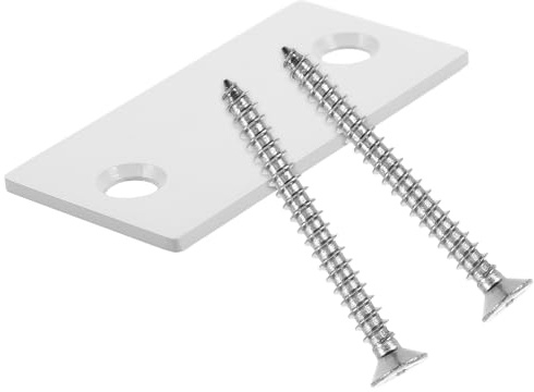 Alipis Plaque de Réparation pour Trou de Porte en Acier Inoxydable Cache-Trou Blanc 2 Vis 40 MM Plaque de Gâche pour Serrure de Porte Intérieur Réparation Rapide