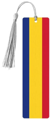 Flag of Romania Print Reading Page Markers, 5pcs Wooden Bookmarks with Tassels,Teachers Reading Book Lovers Gifts