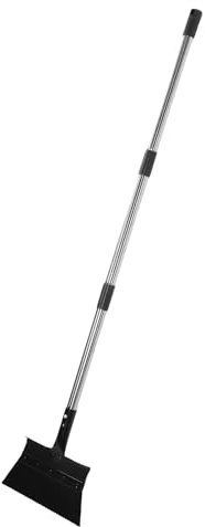 Fockety Pala per Pulizia Giardino, Raschietto Resistente in Acciaio Inossidabile Regolabile da 120 Cm, Pala Grande 27 X 14 Cm per Rimozione Erbacce e Raschia Ghiaccio, con Manico