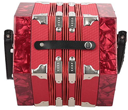 Generic Akkordeon, 20 Knöpfe, Ziehharmonika mit Griff und Tasche, Leichtes, Robustes Instrument für Alle Altersgruppen (Rot)