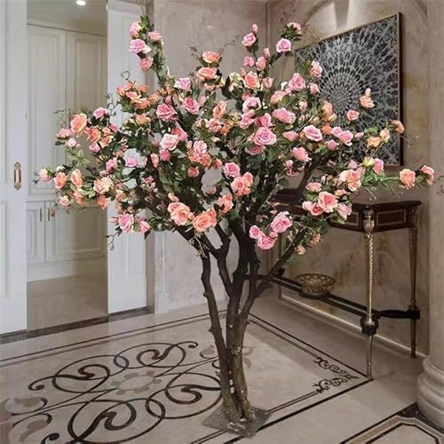 Rosal Artificial Personalizable, árbol de Flores Falso Grande, Planta sintética Realista for Sala de Estar Interior, decoración temática de Boda y Felicidad(1mx0.8m)