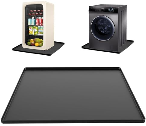BigKing - Alfombra para lavadora (antivibración, alfombrilla de silicona con borde elevado, alfombrilla para perro, protección del suelo, bandeja de silicona para nevera, lavadora (negro, 60 x 65 cm)