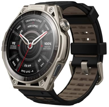 Amazfit Balance Ultra Montre Connectée GPS 49 mm, Écran AMOLED 1,5 avec Verre Saphir, Boîtier en Titane, Lampe Torche, 30 Jours d’Autonomie, NFC, 64 Go, Entraînement Hybride & HYROX, 180+ Sports