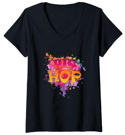 Femme Hip Hop Genre Rap Freestyle T-Shirt avec Col en V
