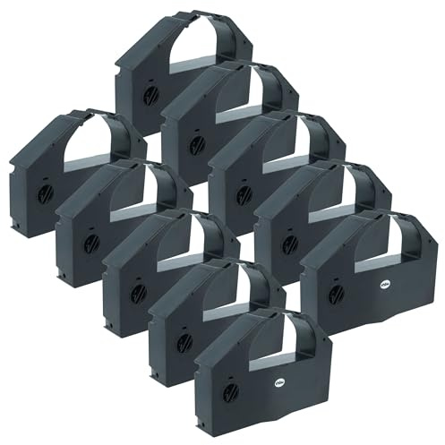 vhbw 10x Farbband Schriftband kompatibel mit Epson DLQ-3000 | DLQ-3000K, DLQ3000, DLQ3000K Nadeldrucker, Bondrucker - Schwarz