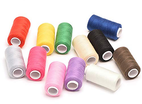 Lot de 12 bobines de fil à coudre en polyester très épais pour jeans
