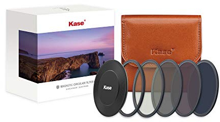 Kase Wolverine 77 mm Pro ND Kit II Magnetischer stoßfester optischer Glasfilter inkl. magnetischem CPL ND8 ND64 ND1000 Objektivdeckel und Etui 77