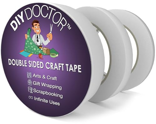 DIY Doctor Dubbelsidig Tejp - 3 Klara Rullar, 28 m Långa (6,3 mm, 12,6 mm och 24,5 mm Bredd) Självhäftande Hantverkstejp - Perfekt för Hantverk