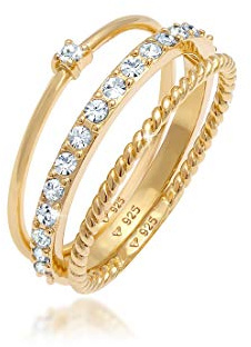 Elli Ring Damen Stapel Elegant Festlich Lagenlook mit Kristallen 925 Silber