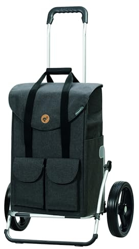 Andersen Einkaufstrolley - klappbar - 54 Liter | Aufhängung für Einkaufswagen - belastbar 50 kg - Aluminium - 3-Speichen-Rad Ø 25 cm - Cargo Shopper XXL Jacob anthrazit