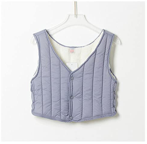 YUNHOME Angelweste Große Größe Weste Warme Weste Winterweste Damen Baumwollweste Weste Kleine Schlinge Gesteppt Plus Samt Kleine Weste Innenfutter Warme Weste-Meeresblau_5XL