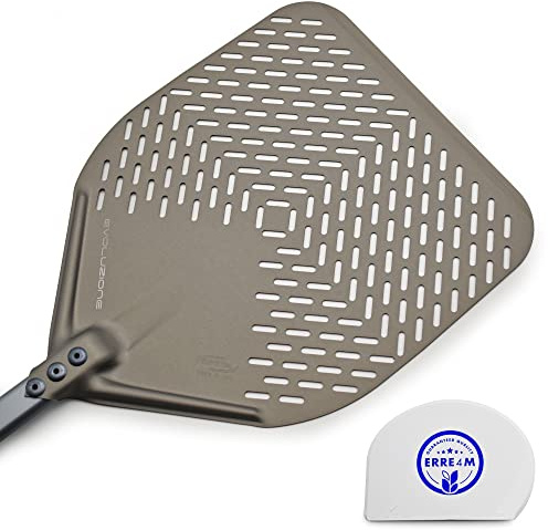 Erre4m Pelle à pizza, Pelle perforée Evolution pour cuire la pizza de 33 cm longueur totale 96 cm avec spatule offerte