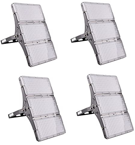 Focos LED Exterior 300W, Sararoom 30000LM Foco LED 3000K Blanco cálido Proyector LED Exterior, IP65 Impermeable Luces de Seguridad Lámpara de pared para Jardín Garaje Patio Césped Estadio Pasillo-4Pcs