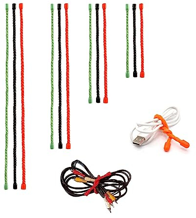 Glowinnyy Twist Ties, Glowinnyy Cable Ties, 12pcs Steel-Core Rubber Twist Tie, Reusable Twist Ties for Cords Wire, Cable Tie Straps Organizer. 3 4 6 and 8 inches Multicolor
