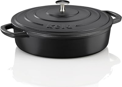kela Calido, Ø 28 cm, 3,2 L, gjutjärn, svart, rund, allhällsbotten, emaljerad, värmebeständig upp till 300 °C, 12468