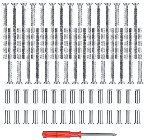 M4 Door Handle Bolt Through Fixings, 30Pcs，Nickel Plated Adjustable Length Fixing Male to Female Sleeves Screws Bolts Nuts for Door Handle Cabinet Drawers