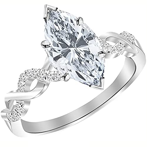 KnSam Frauen Ringe Platin PT950 Echt 1.13 Karat Verdrehen Unendlichkeit und Pave Set Verlobungsring mit 1ct Marquise Moissanit Hochzeit Ringe Ehering (I-J Farbe VS Klarheit) Gr.50 (15.9)