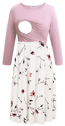 Smallshow Abiti per Allattamento Abito per Allattamento al Seno Manica 3/4 per Donna SVP033 XXL