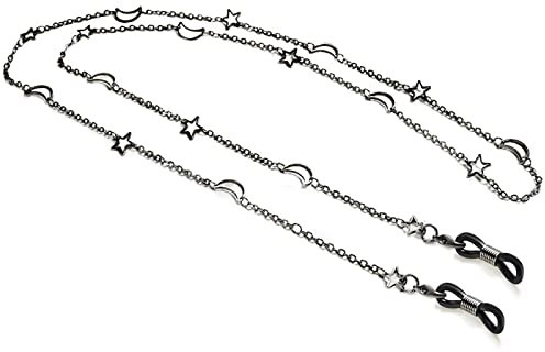Brillenkette Mode Rose Gold Brillenkette Sonnenbrillen Halskette Schlüsselband Einfach Hohl Stern Mond Brillenkette Schmuck Für Frauen Schwarz
