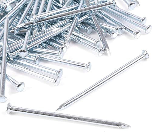 Round Head Masonry Nails 3.5mm x 75mm Rust Resistant Silver Zinc Finish Round Wall Nails for Hanging Picture Frames Photos Art and Woodworking Pack of 50