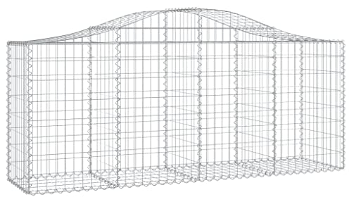 vidaXL 50x Paniers à Gabions Arqués Cages à Gabions Arquées Murs de Gabion Barrières de Jardin Terrasse Extérieur 200x50x80/100 cm Fer Galvanisé