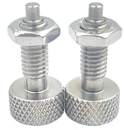 2 émbolos de resorte retráctiles, mango de bloqueo de acero inoxidable, pasador de liberación rápida, émbolo de resorte retráctil M6 con mango moleteado