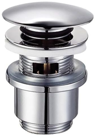 Schläfer 4051003 | Click Clack Waste for Bathroom Basin and Bidet with Chrome Brass Overflow, Sizes 1 1/4, Universal Drain Plug for Sinks