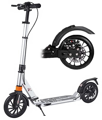Bueuwe City Roller Tretroller Erwachsene 150 kg Tragkraft, 200mm Big Wheel Scooter mit Stoßdämpfer, Cityroller aus Aluminiumlegierung, Höhenverstellbar, Klappbar