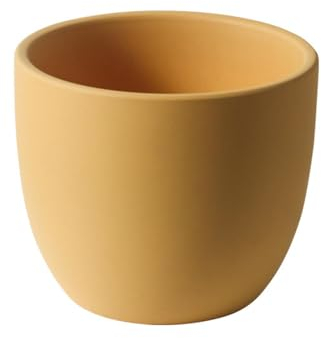 ESTINTENG Morandi - Maceta de cerámica con forma de manzana, color amarillo, 18 x 18 x 15 cm, con bandeja