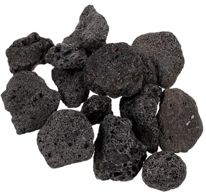 Happyyami Piedras de Lava: 1 Juego de Piedras volcánicas Negras, Piedras de Lava Naturales, Piedras de Acuario, Piedras Naturales, decoración de Acuario para hogueras, Parrillas de Gas, Plantas de
