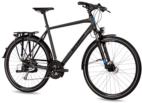 Airtracks Herren Trekking Fahrrad 28 Zoll TR.2845 Trekkingrad Shimano 27 Gang ALIVIO RD-M4000 SGS - Schwarz Matt - Rahmenhöhen 52cm 56cm - Modelljahr 2026