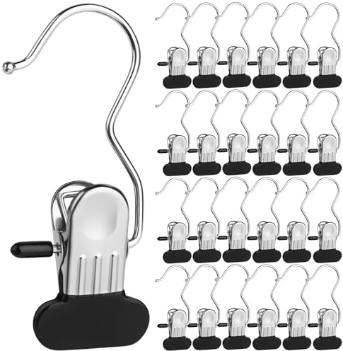 Clothes Pins 25-Pack Laundry Hook Hangers Clothes Hanger Clips for Closet Organizer Socks Towels Clips Heavy Duty Clothespins Bulk Clothes Hanger Clips for Wardrobe Travel Pants Socks Handbag