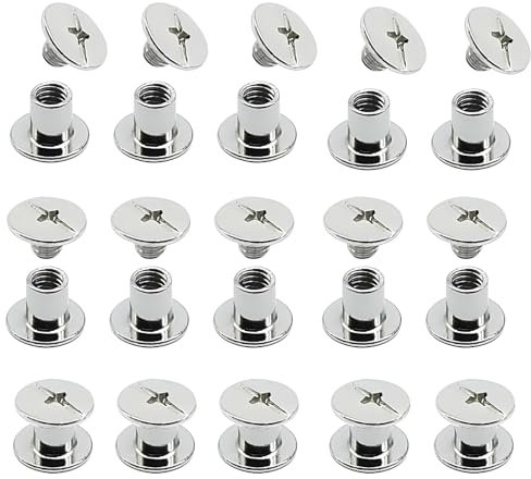 JXPXJMY 50 PCS Chicago Screw Set, Carbon Steel Binding Rivets for Books Leather Ledgers Travel Cases (Silver, M5*6)