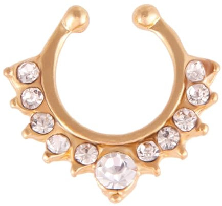 Tolldek 1 Stücke Nase Nostril Piercing Stecker, Legierung 1.5mm C Nasenstecker Gold, Knorpel Creolen mit Zirkonia, Lippen Ohr Nasen Piercing Körperschmuck für Herren Damen