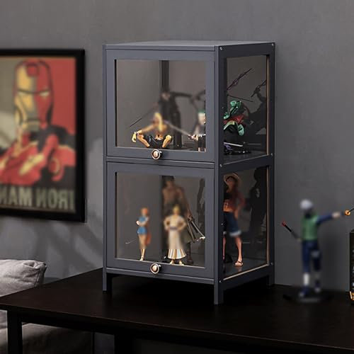 YFWOKSL Vitrine, Vitrine, Kuriositätenkabinett mit Acryltüren, Bambus-Aufbewahrungsschrank oder Figuren, Kuriositäten, Sammlungsdisplay, Aufbewahrungsschrank mit hoher Kapazität und Klapptür, für Sc