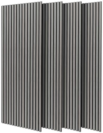 Beethoven Juego de 4 paneles acústicos decorativos de madera 150 x 60 cm, color gris