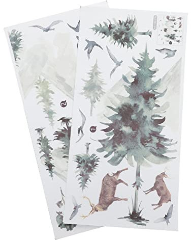 IMIKEYA 2 Blätter Wandaufkleber Selbstklebend Wasserfarben Landschaft Und Berge Dekoratives Wandtattoo Für Wohnzimmer Und Schlafzimmer Strapazierfähiges Material Leicht Abwischbar