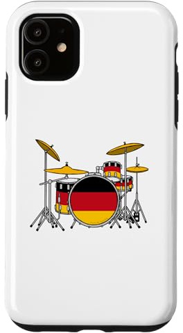 Batterie avec drapeau allemand, batteur musicien allemand Coque pour iPhone 11