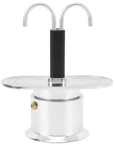 Phefop Cafetero de Estufa de Doble 100 Ml Pot Italiano Mini Dual Espresso Creador Rápido y Fácil Limpio para el Hogar, la Oficina y el Material de Aleación de Aluminio de Viaje (Base