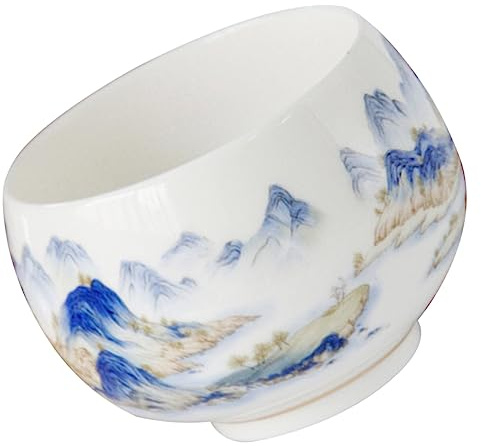 Hemobllo Taza De Degustación De Cerámica Tradicional China Estampado De Paisaje, Tamaño Mediano, Material Cerámico, Diseño Pintado a Mano, Para Hogar y Oficina, Modelo De Taza De Té De Kung Fu
