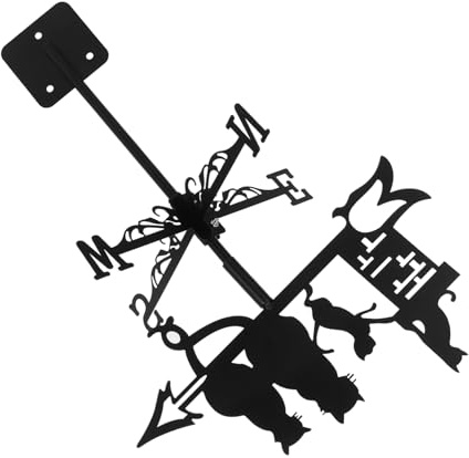JOINPAYA Veleta de Viento para Tejado Forma de Gato en Hierro Negro, Indicador de Dirección del Viento y Decoración para Jardín o Patio Exterior