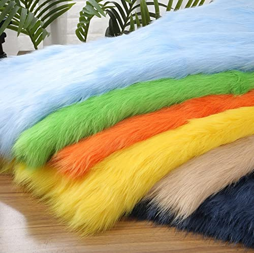Langfloriger Kunstpelzstoff flauschiger Plüschstoff Bastelmaterial für Kostüme Mode Teppiche Requisiten Hintergründe Nähen Basteln Dekorationen, 170 x 50 cm(Color:White)