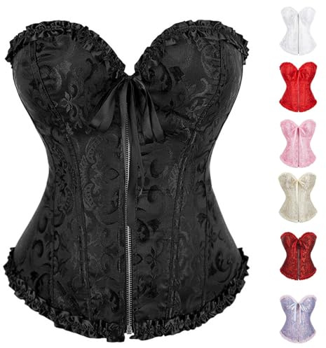 Generisch Damen Vollbrust Corsage Korsett mit Reißverschluss Top Gothic Vintage Corsagen Bustier 2025 Corsette 4XL