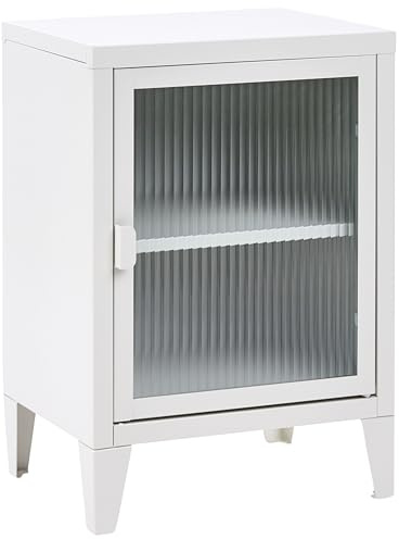 Beliani Armario de Metal Moderno para Oficina con 2 estantes Frente de Vidrio Acanalado Gris Claro Oreti